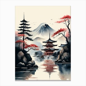 Japanese Landscape Watercolor Painting (59) Canvas Print