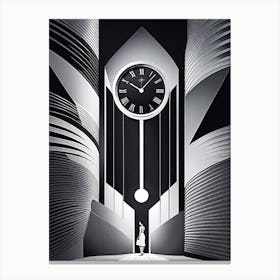 Clock In The City, monochromatic vector art Canvas Print