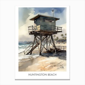 Huntington Beach Watercolor 3travel Poster Canvas Print