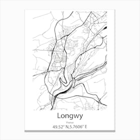 Longwy,France Minimalist Map Canvas Print