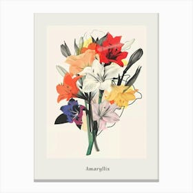 Amaryllis 4 Collage Flower Bouquet Poster Canvas Print