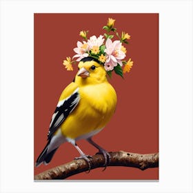 Goldfinch with flowers Canvas Print