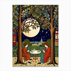 Two Women At A Table William Morris Canvas Print