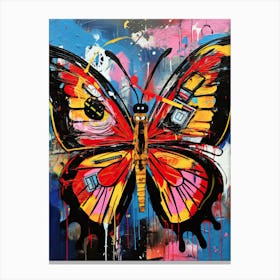 Colorful Butterfly in Basquiat's Style Canvas Print
