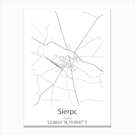 Sierpc,Poland Minimalist Map Canvas Print