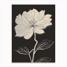 Dahlia Line Art Flowers Illustration Neutral 9 Canvas Print