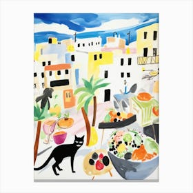 The Food Market In Santorini 1 Illustration Canvas Print