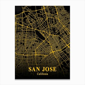 San Jose Gold City Map 1 Canvas Print