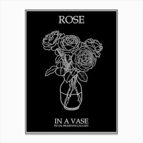 Rose In A Vase Line Drawing 5 Poster Inverted Canvas Print
