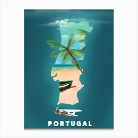 Portugal Travel map Canvas Print