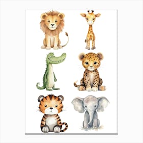 Lions And Giraffes Canvas Print