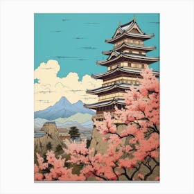 Gifu Castle, Japan Vintage Travel Art 2 Canvas Print
