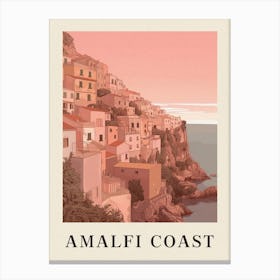 Amalfi Coast Vintage Pink Italy Poster Canvas Print
