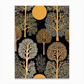 William Morris Style Trees In The Forest Canvas Print