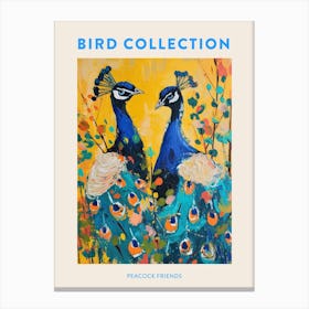 Two Peacocks Colourful Painting 2 Poster Canvas Print