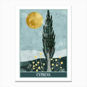 Cypress Tree Flat Illustration 2 Poster Canvas Print