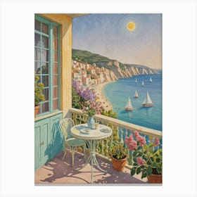 Balcony With Sailboats Canvas Print