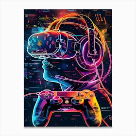 Neon Gaming Vr Headset Canvas Print