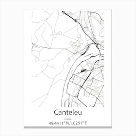 Canteleu,France Minimalist Map Canvas Print