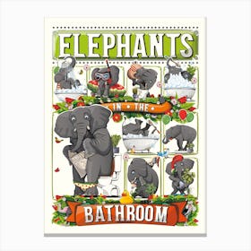 Elephants In The Bathroom Canvas Print