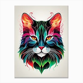 Neon Cat Portrait (3) Canvas Print
