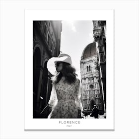 Poster Of Florence, Italy, Black And White Analogue Photography 3 Canvas Print