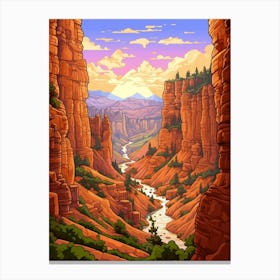 Canyon Landscape Pixel Art 1 Canvas Print