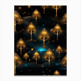 Golden Trees In The Night Sky Canvas Print