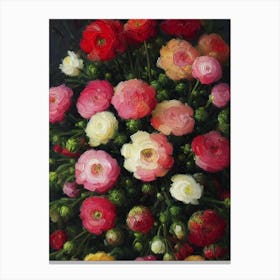 Ranunculus Still Life Oil Painting Flower Canvas Print