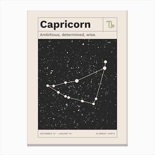Capricorn Zodiac Sign Constellation Canvas Print