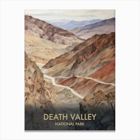 Death Valley National Park Watercolour Vintage Travel Poster 2 Canvas Print