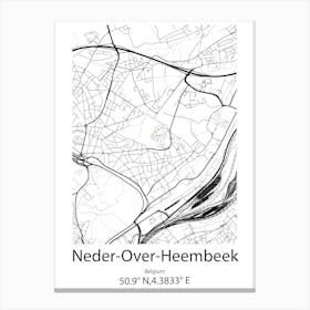 Neder Over Heembeek,Belgium Minimalist Map Canvas Print