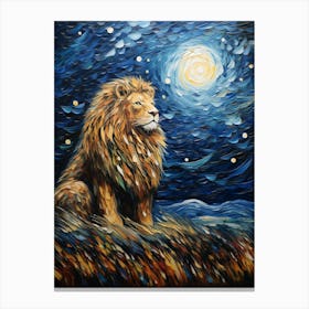 Lion In The Night Sky Canvas Print