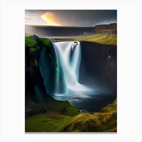 Thorufoss, Iceland Realistic Photograph (2) Canvas Print
