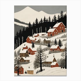 Minimalist Scandinavian Village Painting (11) Canvas Print