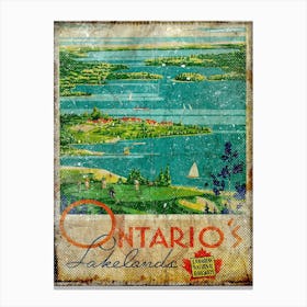 Vintage Travel Poster ― Ontarios Lakelands Canandian National Railways 1 Canvas Print