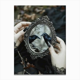 Gothic Mirror with raven Canvas Print