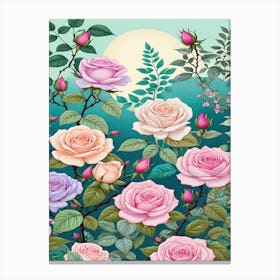 Roses In The Garden Canvas Print