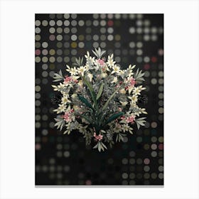 Vintage Flax Lilies Flower Wreath on Dot Bokeh Pattern n.0252 Canvas Print