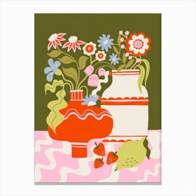 Flowers And Fruit Table Canvas Print