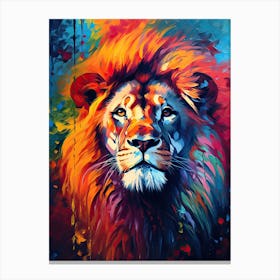 Lion Art Painting Colour Field Style 2 Canvas Print