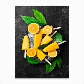 Orange ice cream — Food kitchen poster/blackboard, photo art Canvas Print