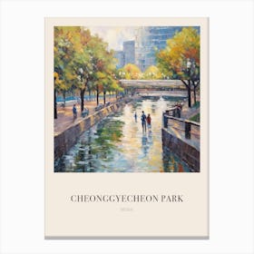 Cheonggyecheon Park Seoul Vintage Cezanne Inspired Poster Canvas Print