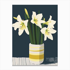 Amaryllis Flowers On A Table   Contemporary Illustration 3 Canvas Print
