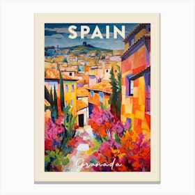 Granada Spain 3 Fauvist Painting  Travel Poster Canvas Print