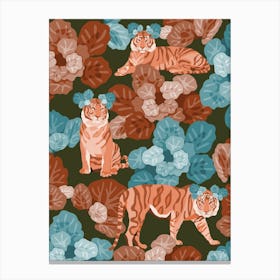 Tigers In The Saxifraga Jungle Canvas Print