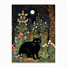 William Morris Black Cat In The Forest 32 Canvas Print