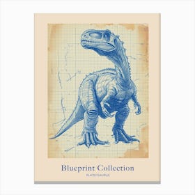 Plateosaurus Dinosaur Blue Print Sketch 3 Poster Canvas Print