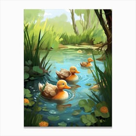 Ducklings In The Woodlands 2 Canvas Print