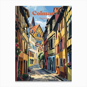 Colmar France Street Digital Travel Art Canvas Print